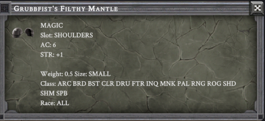 GRUBBFIST'S FILTHY MANTLE item card